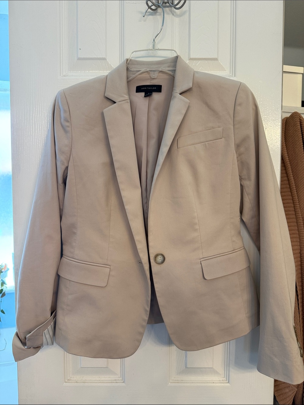 Ann Taylor Blush Colored Tailored Cotton-Blend Blazer - Women's